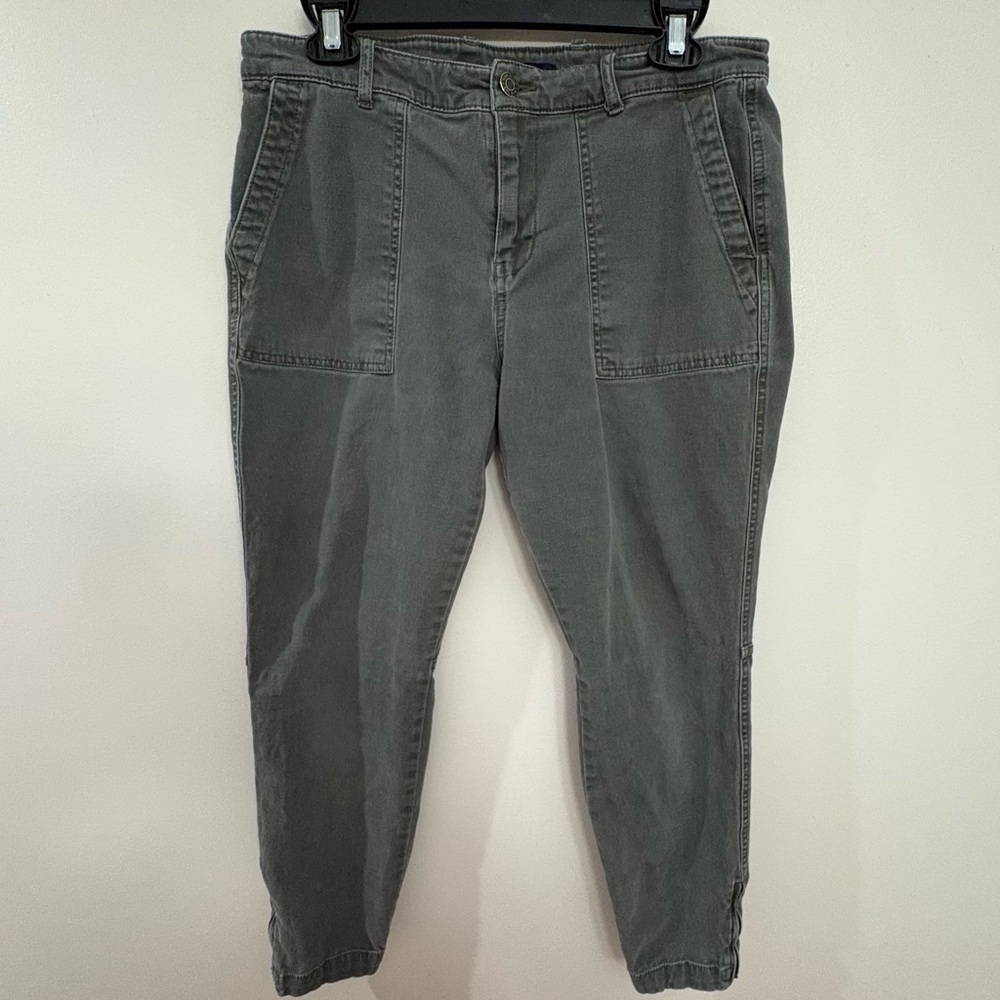 Gap Women’s Utility Jogger Gray‎ Pants With Ankle Zipper And Pockets Size 10